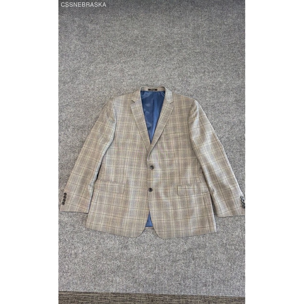 MANTONI Tan Mens Plaid Wool‎ Sport Coat. - Size 48R